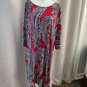 Cato Red Paisley Cold Shoulder Dress